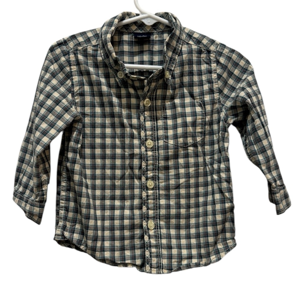 GAP Checkered Plaid Kids Button Down Shirt 18-24 months